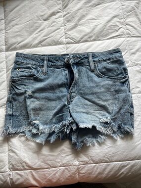 Classic Light Blue Distressed Denim Shorts